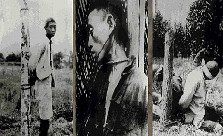 组图：日军将青壮年绑在树上再刺杀